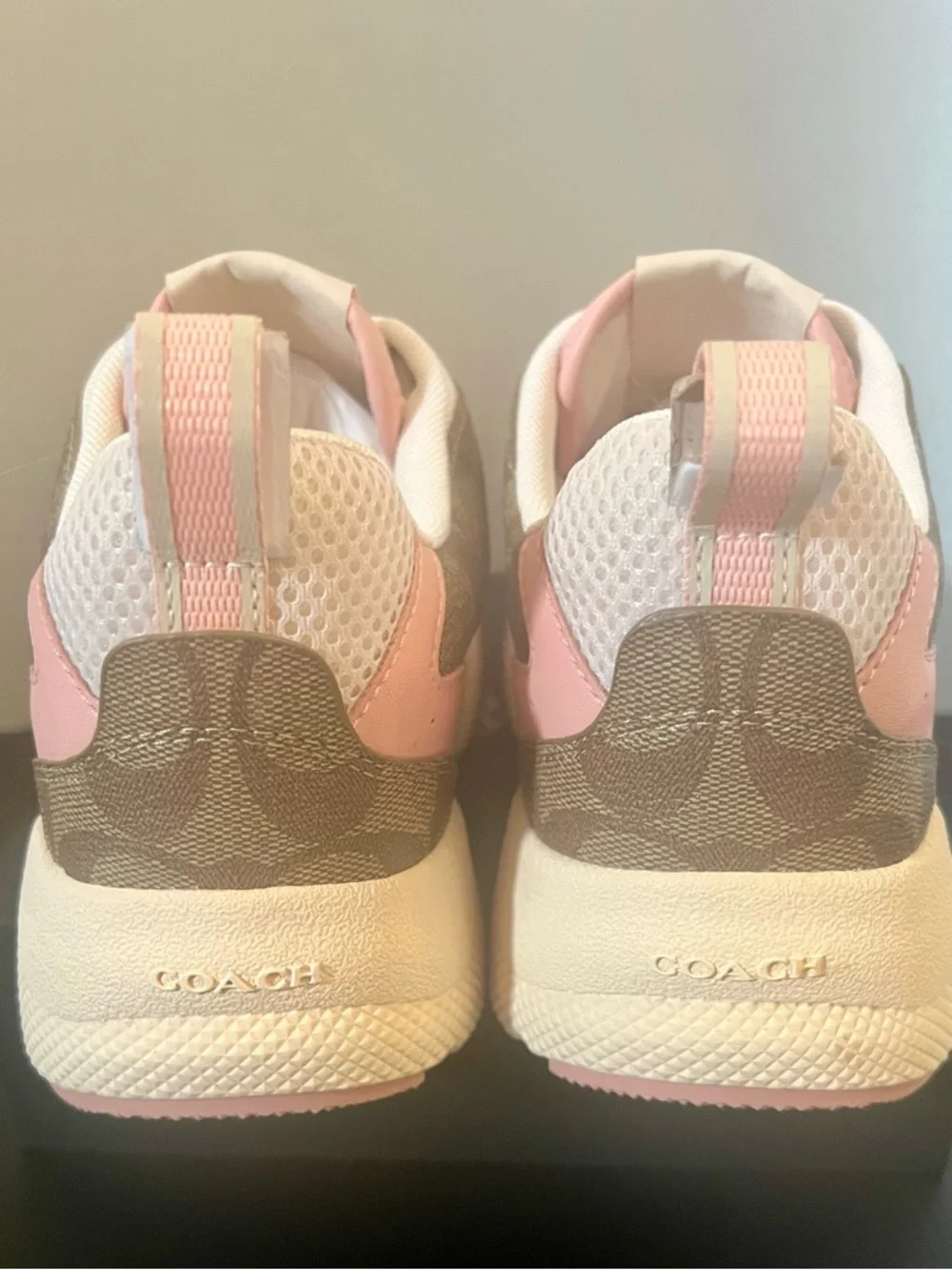 Coach White, Brown & Pink Signature Platform Sneakers - Picture 6 of 11